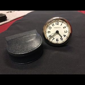 TIFFANY & Co. Travelers Clock with Leather Pouch